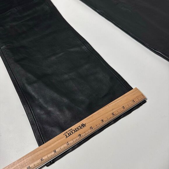 INC International Concepts Black 100% Leather Bootcut Pants High Rise Women 12 - Picture 7 of 12